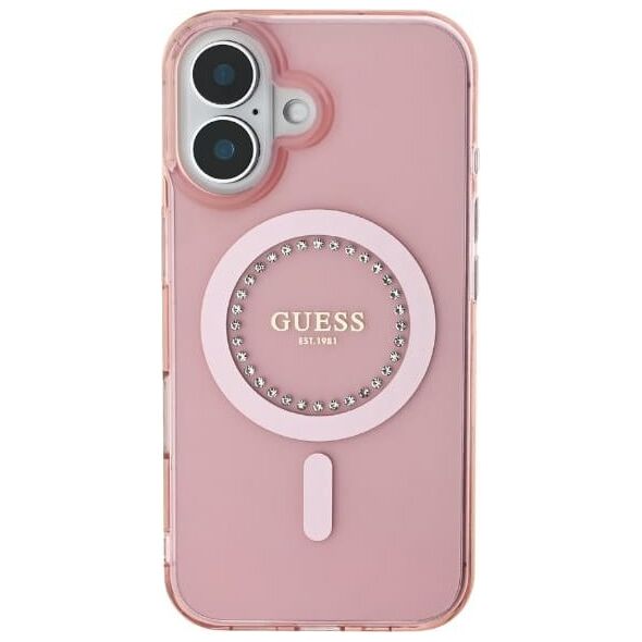 Guess Guess GUHMP16LPFTDTEP iPhone 16 Pro 6.3" różowy/pink hardcase IML Rhinestones MagSafe
