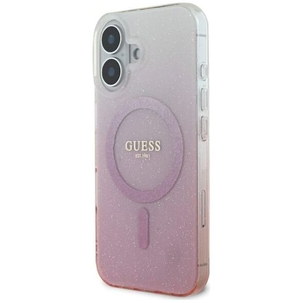 Guess Guess GUHMP16MHGRCELP iPhone 16 Plus 6.7" różowy/pink hardcase IML Glitter Gradient MagSafe