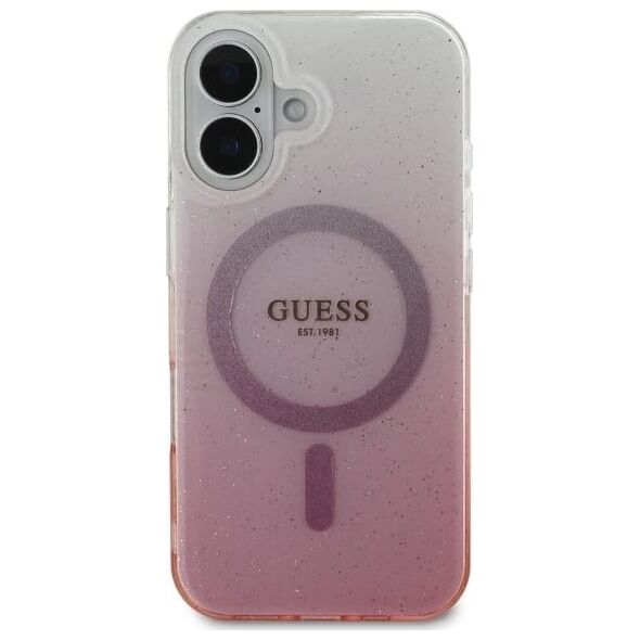 Guess Guess GUHMP16MHGRCELP iPhone 16 Plus 6.7" różowy/pink hardcase IML Glitter Gradient MagSafe