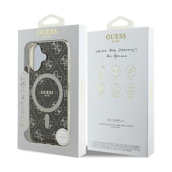 Guess Guess GUHMP16SH4DTEW iPhone 16 6.1" brązowy/brown hardcase IML 4G Background MagSafe