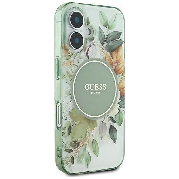 Guess Guess GUHMP16MHFWBDCEN iPhone 16 Plus 6.7" zielony/green hardcase IML Flower & Tonal Circle MagSafe