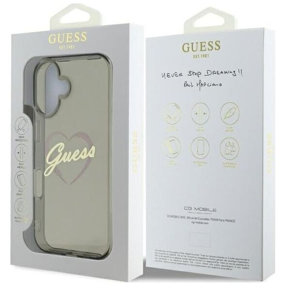 Guess Guess GUHCP16SHCHGSPK iPhone 16 6.1" czarny/black hardcase IML Heart