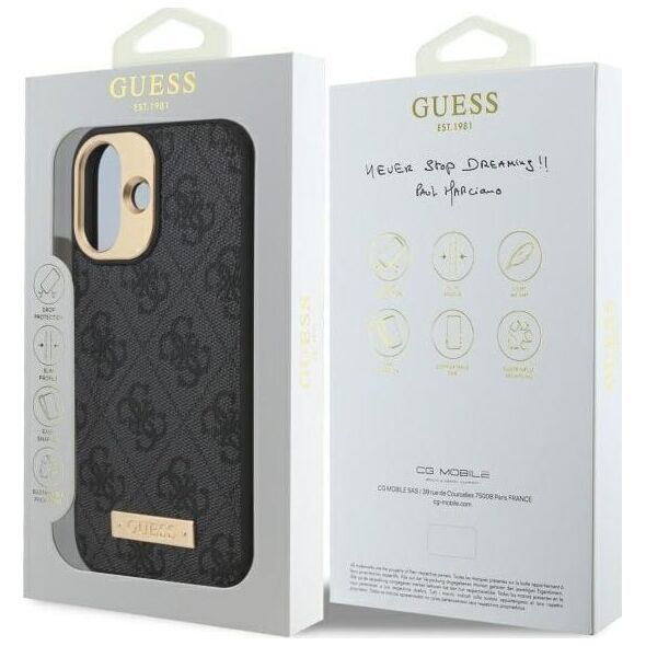 Guess Guess GUHMP16MU4GPRK iPhone 16 Plus 6.7" czarny/black hardcase 4G Logo Plate MagSafe