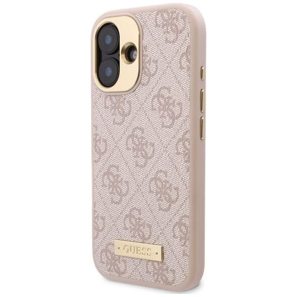 Guess Guess GUHMP16SU4GPRP iPhone 16 6.1" różowy/pink hardcase 4G Logo Plate MagSafe