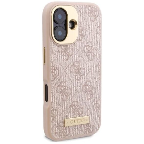 Guess Guess GUHMP16SU4GPRP iPhone 16 6.1" różowy/pink hardcase 4G Logo Plate MagSafe