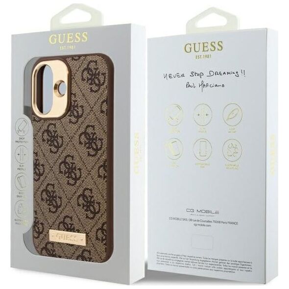 Guess GuessGUHMP16MU4GPRW iPhone 16 Plus 6.7" brązowy/brown hardcase 4G Logo Plate MagSafe