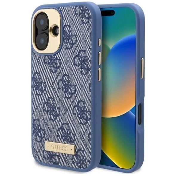 Guess Guess GUHMP16SU4GPRB iPhone 16 6.1" niebieski/blue hardcase 4G Logo Plate MagSafe