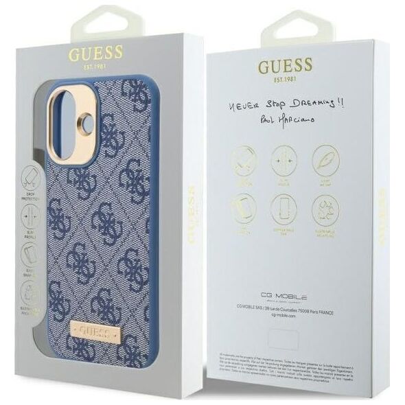 Guess Guess GUHMP16MU4GPRB iPhone 16 Plus 6.7" niebieski/blue hardcase 4G Logo Plate MagSafe