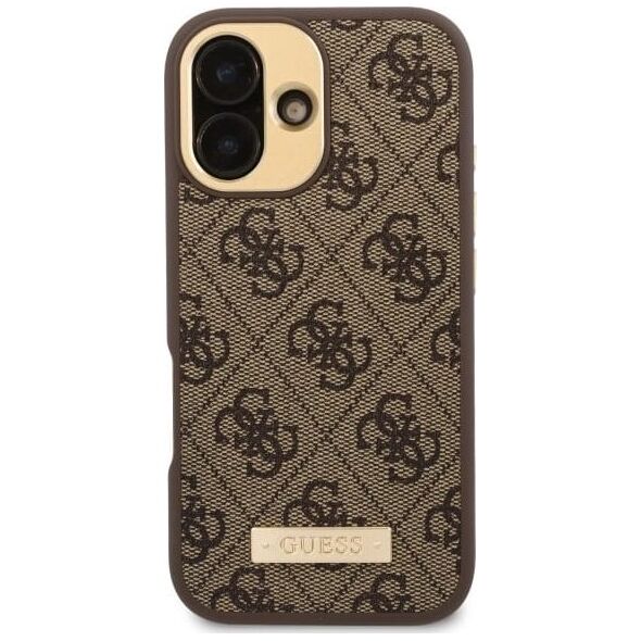Guess Guess GUHMP16SU4GPRW iPhone 16 6.1" brązowy/brown hardcase 4G Logo Plate MagSafe