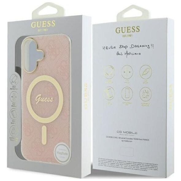 Guess Guess GUHMP16SH4STP iPhone 16 6.1" różowy/pink hardcase IML 4G MagSafe