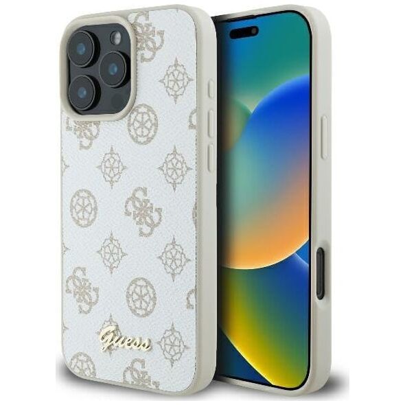 Guess Guess GUHMP16LPGPYSH iPhone 16 Pro 6.3" biały/white hardcase Peony Script Logo MagSafe