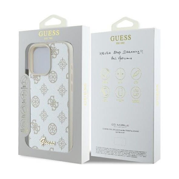 Guess Guess GUHMP16LPGPYSH iPhone 16 Pro 6.3" biały/white hardcase Peony Script Logo MagSafe