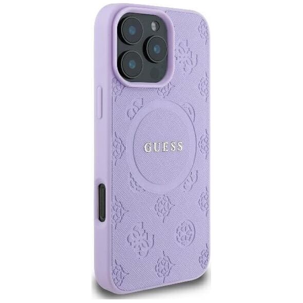 Guess Guess GUHMP16LPSAPSMEU iPhone 16 Pro 6.3" fioletowy/purple hardcase Saffiano Peony Classic Logo MagSafe