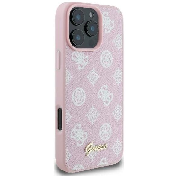 Guess Guess GUHMP16LPGPYSP iPhone 16 Pro 6.3" różowy/pink hardcase Peony Script Logo MagSafe