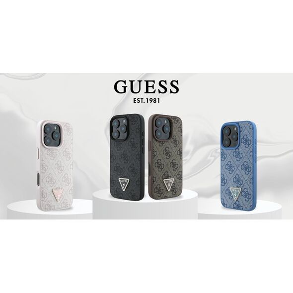 Guess Guess GUHCP16SP4TDSCPB iPhone 16 6.1" niebieski/blue hardcase Leather Metal Logo Strass Crossbody