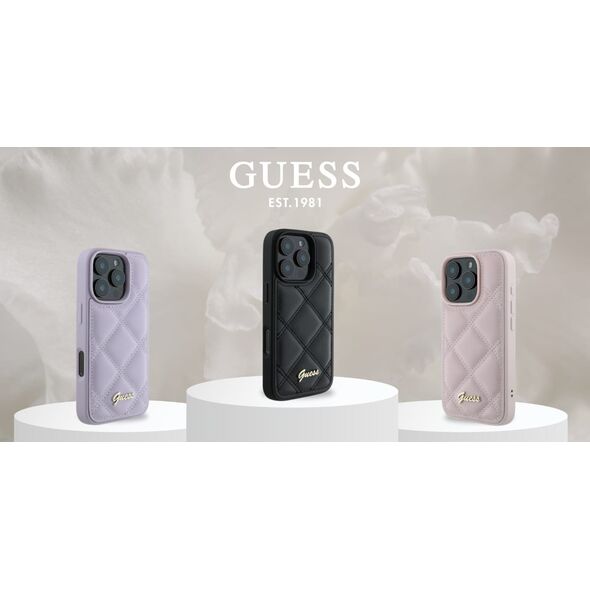 Guess Guess GUHCP16SPSQSQSK iPhone 16 6.1" czarny/black hardcase Quiled Metal Logo