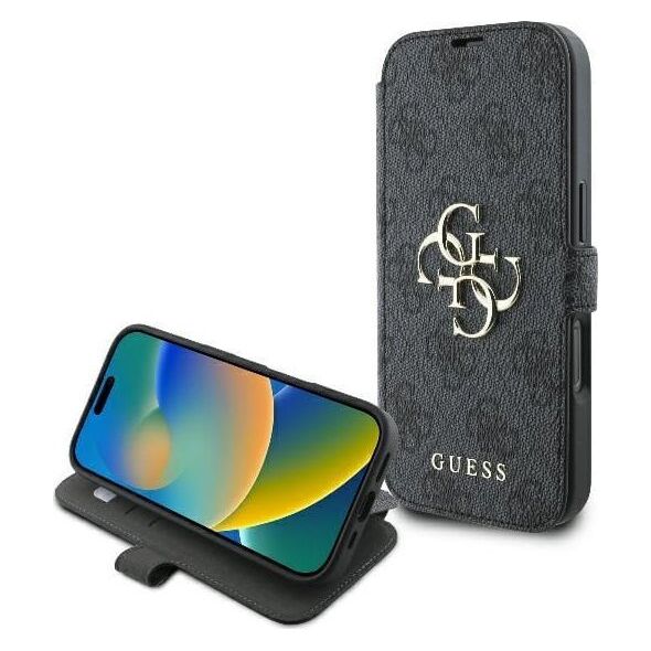 Guess Guess GUBKP16L4GMGGR iPhone 16 Pro 6.3" czarny/black book 4G Metal Logo
