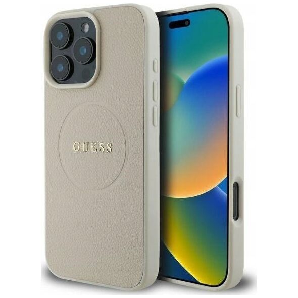 Guess Guess GUHMP16XPGHSMME iPhone 16 Pro Max 6.9" hardcase Grained Ring MagSafe beżowy