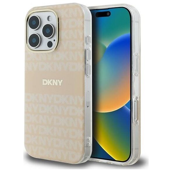 DKNY DKNY DKHMP16XHRHSEP iPhone 16 Pro Max 6.9" różowy/pink hardcase Repeat Texture Pattern With Stripe
