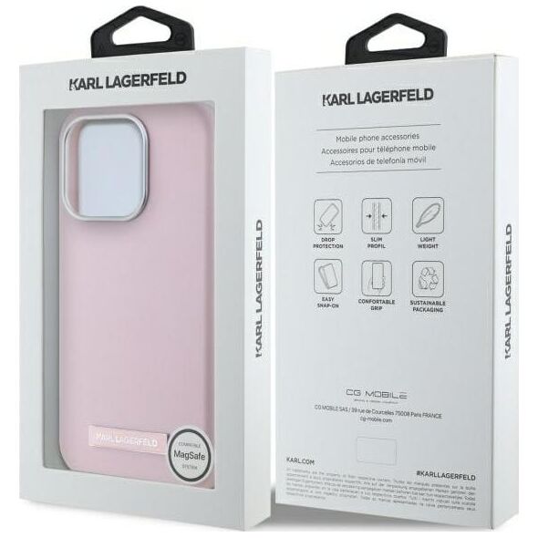 Karl Lagerfeld Karl Lagerfeld KLHMP15LPGMSRPP iPhone 15  Pro 6.1" różowy/pink hardcase FW Metal Plate MagSafe