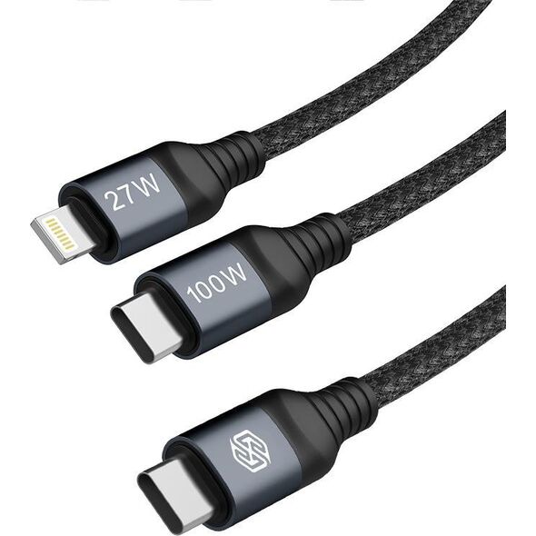 Nillkin Kabel Nillkin Data Cable DualPower 2w1 USB-C PD 3.0 100W, Lightning PD 27W black