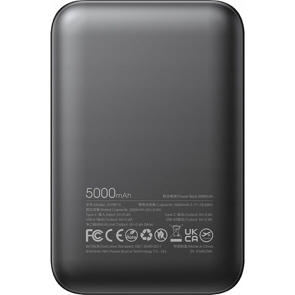 Joyroom Powerbank Joyroom JR-PBF13 5000mAh 2.4A 2x USB-A 1x USB-C - czarny