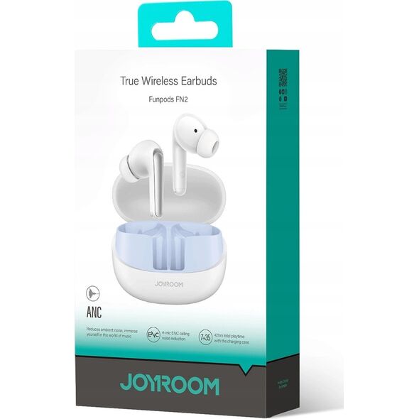 Słuchawki Joyroom Słuchawki Joyroom Funpods JR-FN2 douszne TWS z Bluetooth 5.4, funkcją ANC i ochroną IP54 - białe
