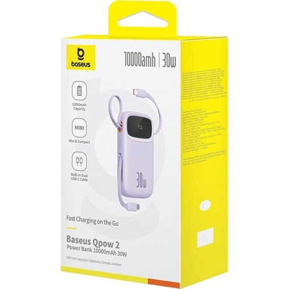 Powerbank Baseus Powerbank Baseus QPow 2 10000mAh 30W 2xUSB-C (fioletowy)