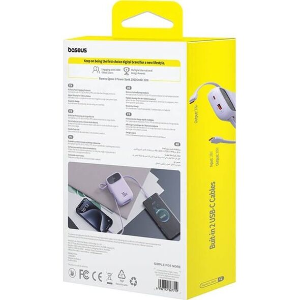 Powerbank Baseus Powerbank Baseus QPow 2 10000mAh 30W 2xUSB-C (fioletowy)