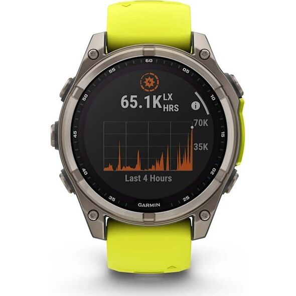 Έξυπνο ρολόι Garmin Fenix 8 47mm, Solar, Sapphire, Τιτάνιο με έντονο κίτρινο / γραφίτη χρώματος σιλικόνης λουράκι