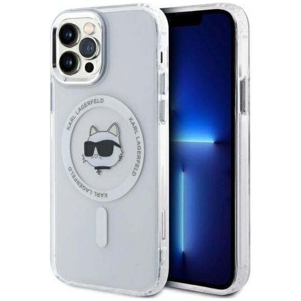 Karl Lagerfeld Karl Lagerfeld KLHMP12MHLSCHH iPhone 12   / 12 Pro 6.1" biały/white hardcase IML Metal Choupette Head MagSafe