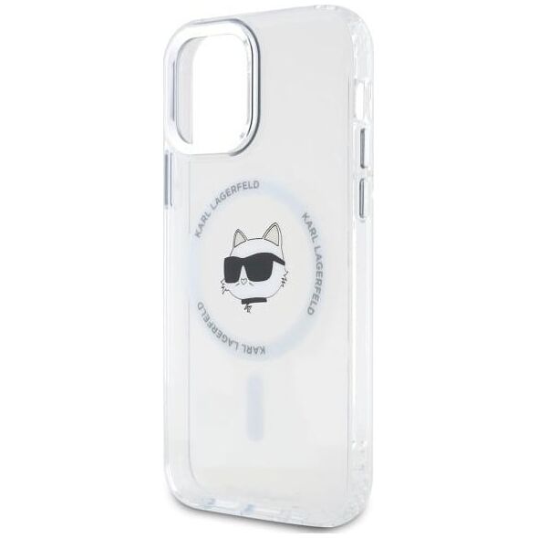 Karl Lagerfeld Karl Lagerfeld KLHMP12MHLSCHH iPhone 12   / 12 Pro 6.1" biały/white hardcase IML Metal Choupette Head MagSafe