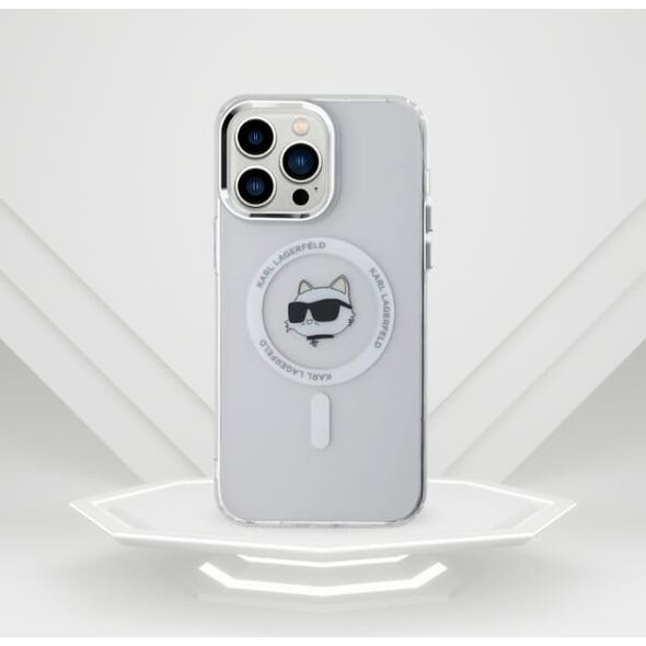 Karl Lagerfeld Karl Lagerfeld KLHMP13XHLSCHH iPhone 13   Pro Max 6.7" biały/white hardcase IML Metal Choupette Head MagSafe