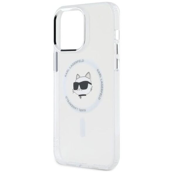 Karl Lagerfeld Karl Lagerfeld KLHMP13XHLSCHH iPhone 13   Pro Max 6.7" biały/white hardcase IML Metal Choupette Head MagSafe