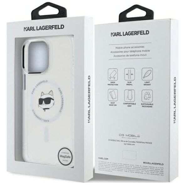 Karl Lagerfeld Karl Lagerfeld KLHMP13XHLSCHH iPhone 13   Pro Max 6.7" biały/white hardcase IML Metal Choupette Head MagSafe