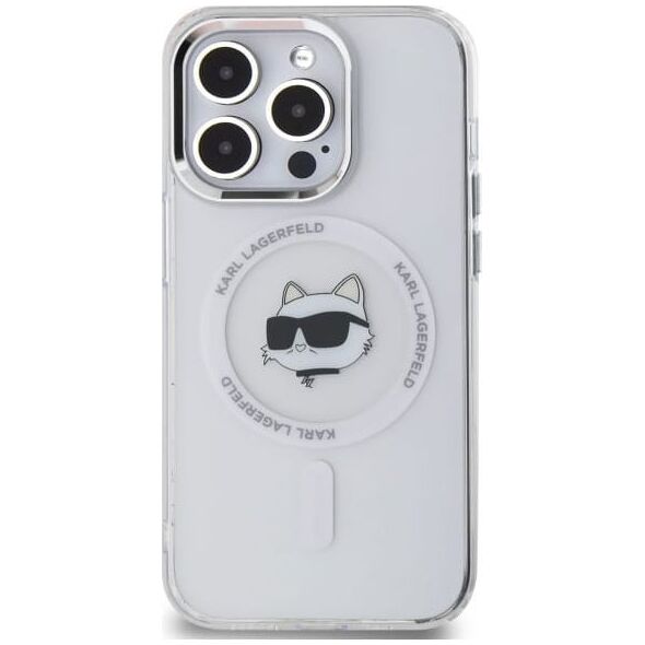 Karl Lagerfeld Karl Lagerfeld KLHMP14LHLSCHH iPhone 14   Pro 6.1" biały/white hardcase IML Metal Choupette Head MagSafe