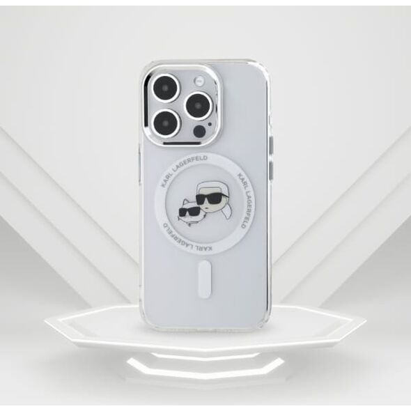 Karl Lagerfeld Karl Lagerfeld KLHMP15XHLSKCH iPhone 15   Pro Max 6.7" biały/white hardcase IML Metal Karl&Choupette Head MagSafe