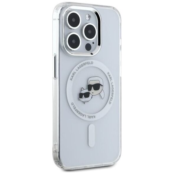 Karl Lagerfeld Karl Lagerfeld KLHMP15XHLSKCH iPhone 15   Pro Max 6.7" biały/white hardcase IML Metal Karl&Choupette Head MagSafe