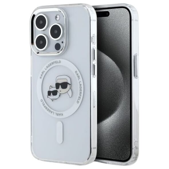 Karl Lagerfeld Karl Lagerfeld KLHMP15XHLSKCH iPhone 15   Pro Max 6.7" biały/white hardcase IML Metal Karl&Choupette Head MagSafe