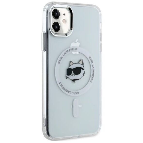 Karl Lagerfeld Karl Lagerfeld KLHMN61HLSCHH iPhone 11    / Xr 6.1" biały/white hardcase IML Metal Choupette Head MagSafe