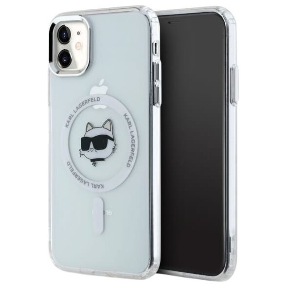 Karl Lagerfeld Karl Lagerfeld KLHMN61HLSCHH iPhone 11    / Xr 6.1" biały/white hardcase IML Metal Choupette Head MagSafe