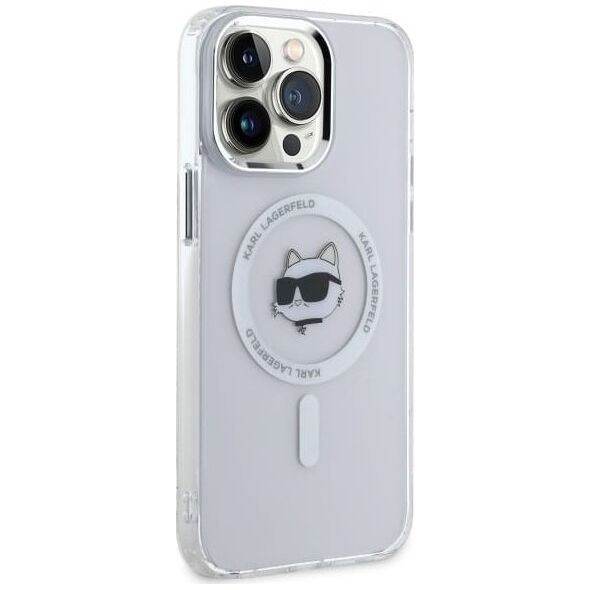 Karl Lagerfeld Karl Lagerfeld KLHMP14XHLSCHH iPhone 14   Pro Max 6.7" biały/white hardcase IML Metal Choupette Head MagSafe