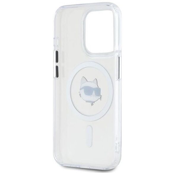 Karl Lagerfeld Karl Lagerfeld KLHMP15LHLSCHH iPhone 15   Pro 6.1" biały/white hardcase IML Metal Choupette Head MagSafe