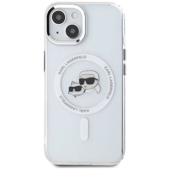 Karl Lagerfeld Karl Lagerfeld KLHMP15SHLSKCH iPhone 15   6.1" biały/white hardcase IML Metal Karl&Choupette Head MagSafe