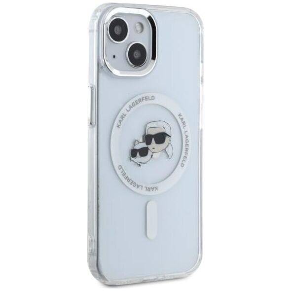 Karl Lagerfeld Karl Lagerfeld KLHMP15SHLSKCH iPhone 15   6.1" biały/white hardcase IML Metal Karl&Choupette Head MagSafe