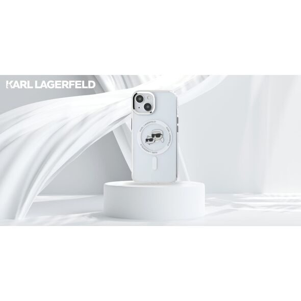 Karl Lagerfeld Karl Lagerfeld KLHMP15SHLSKCH iPhone 15   6.1" biały/white hardcase IML Metal Karl&Choupette Head MagSafe