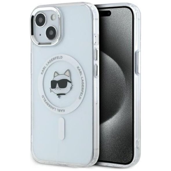 Karl Lagerfeld Karl Lagerfeld KLHMP15MHLSCHH iPhone 15   Plus 6.7" biały/white hardcase IML Metal Choupette Head MagSafe