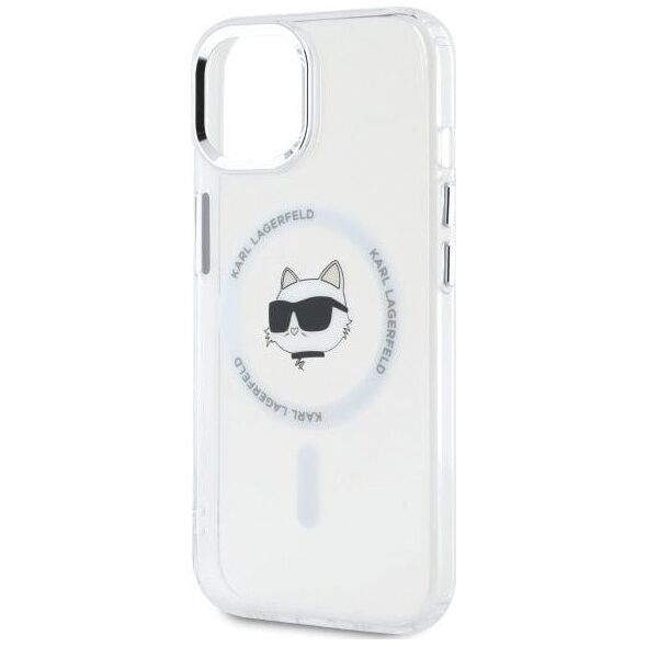 Karl Lagerfeld Karl Lagerfeld KLHMP15MHLSCHH iPhone 15   Plus 6.7" biały/white hardcase IML Metal Choupette Head MagSafe