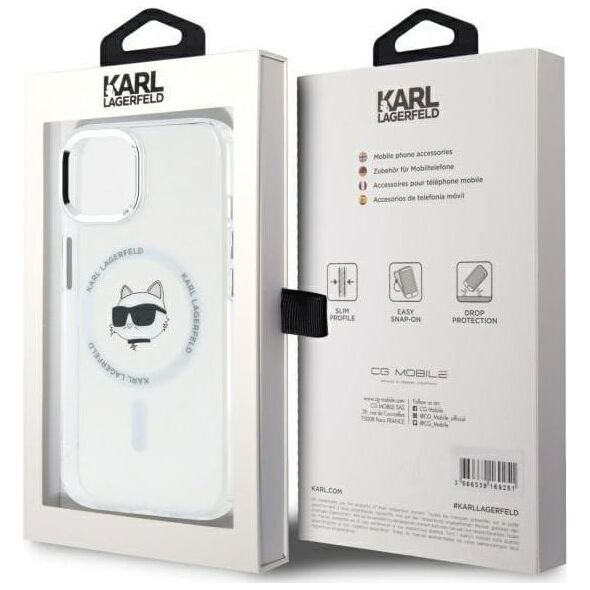 Karl Lagerfeld Karl Lagerfeld KLHMP15MHLSCHH iPhone 15   Plus 6.7" biały/white hardcase IML Metal Choupette Head MagSafe