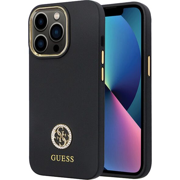 Guess GUHCP15XM4DGPK iPhone 15 Pro Max 6.7" czarny/black hardcase Silicone Logo Strass 4G